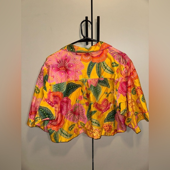 FARM RIO Macaw Bloom Crop Cotton Shirt Size Medium - Picture 5 of 8